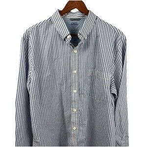 IZOD Saltwater NWT Blue White Striped Oxford Long Sleeve Shirt Size Large